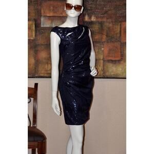 KEVAN HALL SEQUIN BODYCON SPLICED COCKTAIL EVENING DRESS SIZE 6 NEW!